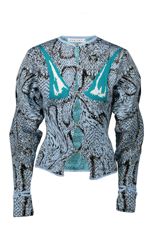 BLUE SNAKE CARDIGAN